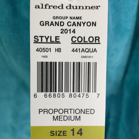 NEW Alfred dunner stretch corduroy straight leg pants Sz 14 Grand Canyon aqua - Picture 13 of 14